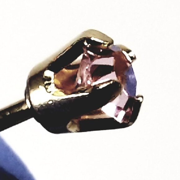 Swarovski Crystal Element - Gold Overlay Pink Stone "Tiny" Stud Earrings - Picture 11 of 12